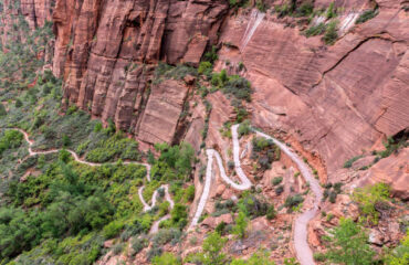 Switchback hiking trail leading up to Angel's Landing in Zion National Park